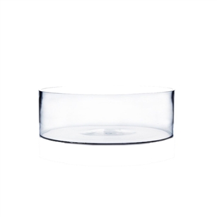 Clear Cylinder Vase. Open: 10". Height: 4".