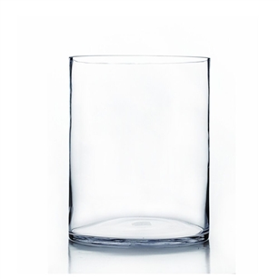Clear Cylinder Glass Vase. Open: 10". Height: 16"