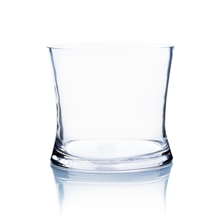 Clear Short Hurricane Concaved Glass Vase. Open: 5.6". Height: 5"