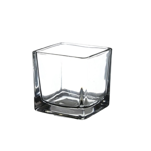 Clear Small Glass Cube / Votive Candle Holder. Open: 2.5". Height: 2.5"