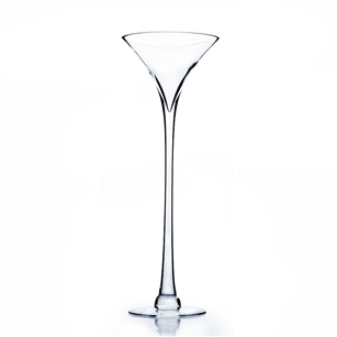 Martini Glass Vase. Open: 7". Height: 20". Base: 6"