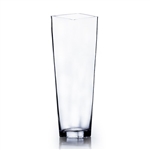 Clear Taper Down Block Vase. Open: 6"x6". Height: 20"