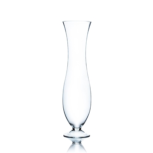 Clear Unique Trumpet Vase. Open: 5". Height: 20".