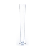 Clear Trumpet Vase. Open: 4.25"; Height: 27"; Base: 5.3"