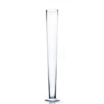 Clear Trumpet Vase. Open: 4.25". Height: 32". Base: 5.25".