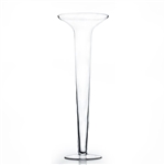 Clear Flared SD Trumpet Vase. Open: 10". Height: 30". Tunnel Open 4" Base: 8".