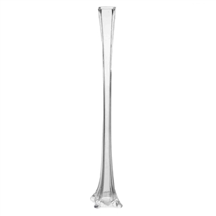 Clear Tower Vase. Open: 2". Height: 24". 