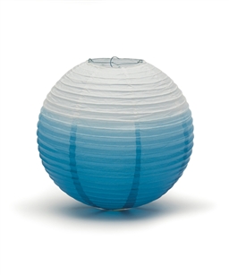 Ombre Colored Round Paper Lanterns (Pack of 24) - Oasis Blue, 12"