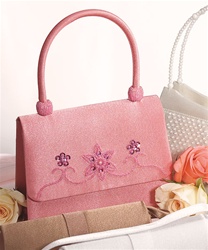 Pink Satin Seed Pearl Evening Bag