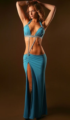 Amber - Exotic dancer two piece dress by Kamala Collection Sexy Evening Gowns