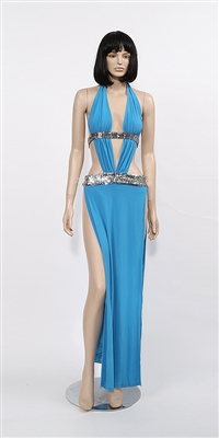 Alexandria - Sequin belt halter dress by Kamala Collection