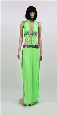 Alexandria - Sequin belt halter dress by Kamala Collection