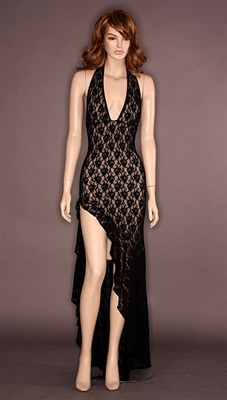 Flamenco - High slit lace ruffle dress by Kamala Collection Sexy Evening Gowns