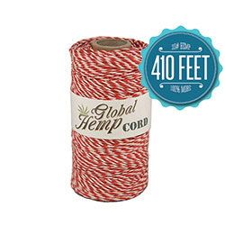 Global Hemp Red &amp; White Stripe 20# Test Bakers Hemp Twine