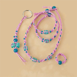Pink & Turquoise Glass Beads Hemp Jewelry Kit