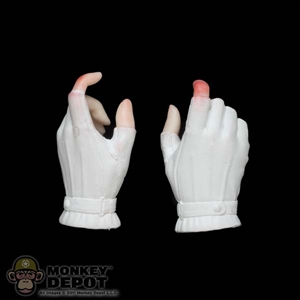 Hands: 3SToys Female White Fingerless Glove Weapon Grip Hands
