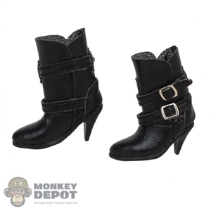 Boots: ACPlay Black Female Short Leather-Like Boots