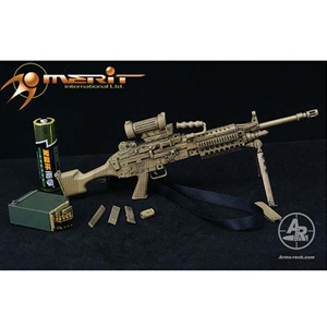 Rifle: Arms Rack 1/6 MK 48 Light Machine Gun (LMG) in Sand Camo