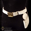 Belt: Brown Art Mens White Leather-Like Belt w/Sword Frog