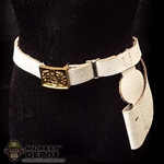 Belt: Brown Art Mens White Leather-Like Belt w/Sword Frog