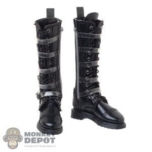Boots: Black Box Female Black Leather-Like Boots