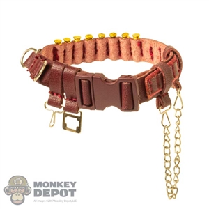 Belt: BBK Female Maroon Leather-Like Belt w/Chain + Metal Rounds