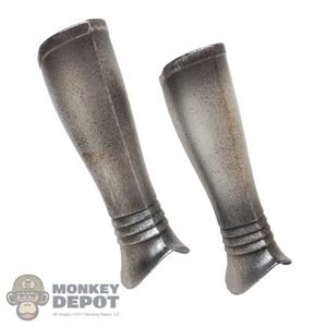 Armor: Coo Models Mens Silver Distressed Lower Leg Guards