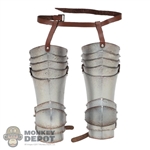 Armor: Coo Models Mens Silver Distressed Upper Leg Armor w/Brown Straps (Metal)