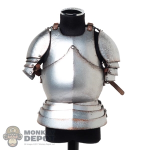 Armor: Coo Models Mens Chest Armor w/Shoulder Guards + Brown Straps (Metal)