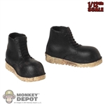 Boots: Coo Models 1/12th Mens Molded Black Boots (Weathered)