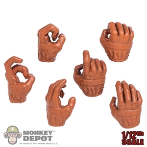 Hands: Coo Models 1/12th Mens Molded Brown Gloved Hands