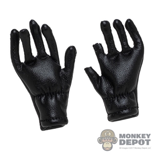 Gloves: DiD Black Leather-Like Gloves w/Fingers Cut