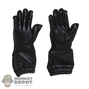 Gloves: DiD Black German Fallschirmjager Leather-Like Gloves w/Bendy Hands