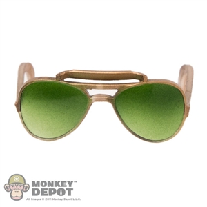 Glasses: DamToys Gold Frame Sunglasses w/Green Tint