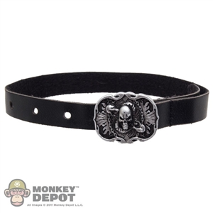 Belt: DamToys Black  Leatherlike Belt w/Skull Buckle