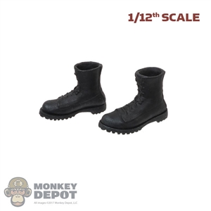 Boots: DamToys 1/12th Mens Black Molded Tactical Boots