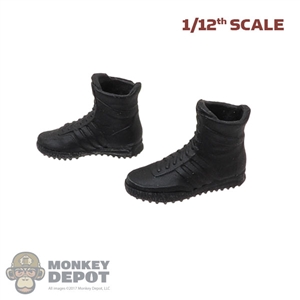 Boots: DamToys 1/12th Mens Black Molded Tactical Boots