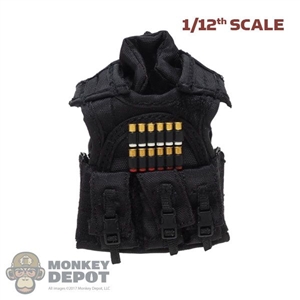 Vest: DamToys 1/12th Mens Black Tactical Vest w/Shotgun Shells