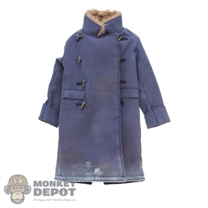 Coat: DamToys Mens Long Blue Jacket (Weathered)