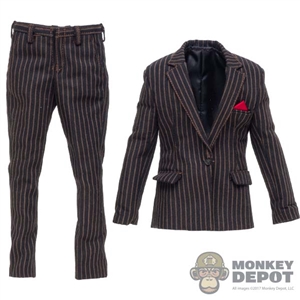 Suit: DamToys Mens Black Suit w/Brown Pinstripes