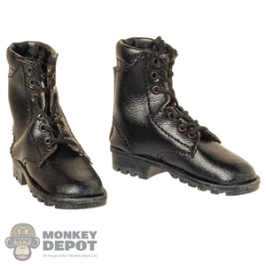 Boots: DamToys Mens Black Leather-Like Tactical Boots