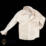 Shirt: DamToys Mens Blood Splattered White Long Sleeve Button Up