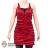 Dress: DamToys Female Red Satin Ruched Dress