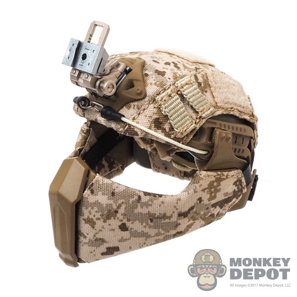 Monkey Depot - Helmet w/Ops Core Gunsight Mandible & AOR 1 Grey Fabric Cover