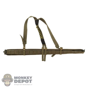 Belt: Easy Simple Mens Green Laser Cut MOLLE Belt w/Harness + Ammo Slots