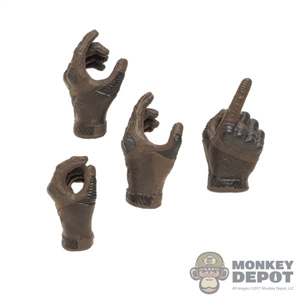 Hands: Easy Simple Mens Molded Dark Brown Tactical Gloved Hand Set