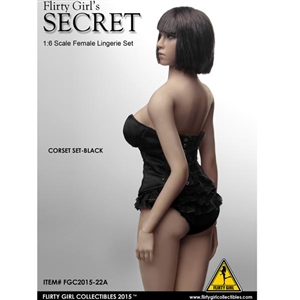 Clothing Set: Flirty Girl Corset Lingerie Set Black (FG-2015-22A)