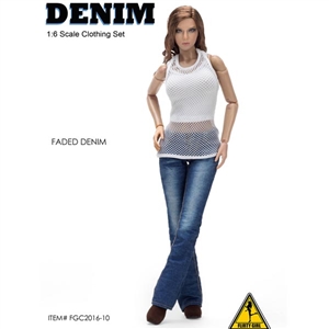 Clothing Set: Flirty Girl Denim Fashion Clothing Set - Faded Denim (FG-2016-10)