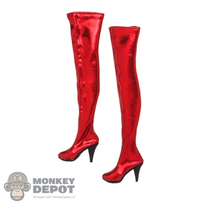 Boots: Flirty Girl Female Red Thigh-High Boots