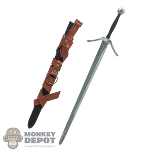 Sword: Fire Phoenix Metal Hospitaller Sword w/Scabbard + Leather-Like Belt